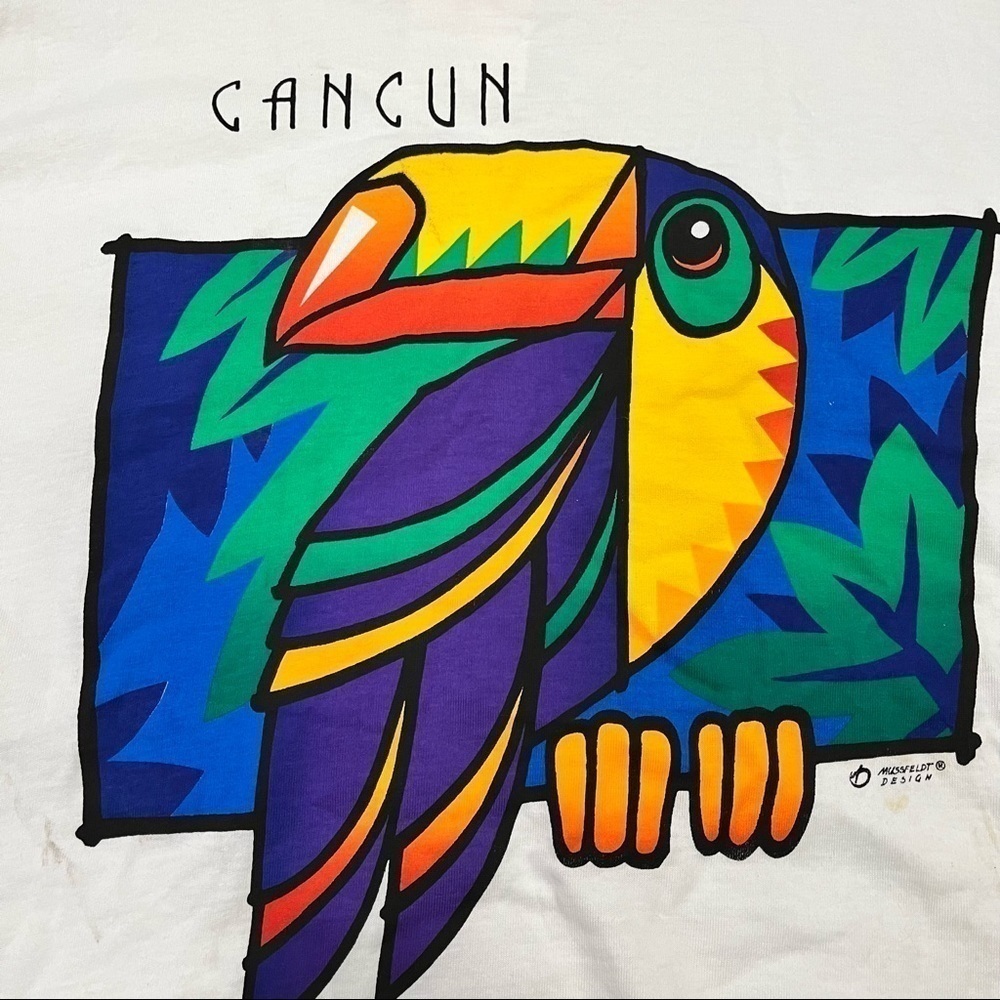 VINTAGE Cancun Shirt Large Toucan Tropical Vacation Tee NWT
